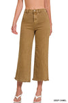 Acid Washed High Waist Frayed Hem Straight Pants