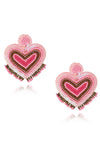 Bead Dangle Earrings for Women Girls Rhinestone Heart Drop Dangle Earrings Pearl Heart Earrings Handmade Colorful Seed Beaded Drop Earrings