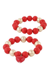 Valentine’s Day Bracelets Red Big Double Heart Beaded Bracelet for Women Girls