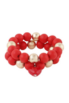 Valentine’s Day Bracelets Red Big Double Heart Beaded Bracelet for Women Girls