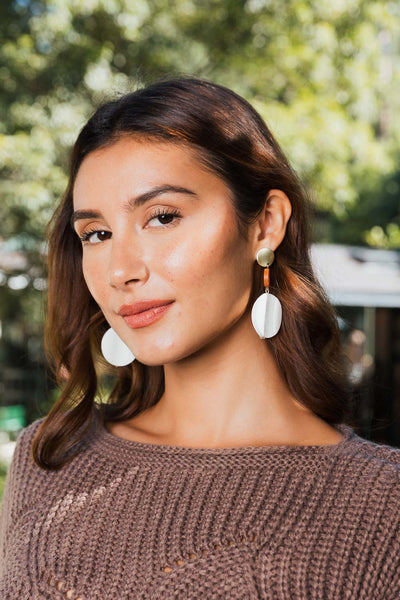 Chic Shell Round Drop Earrings - Minimalist Style