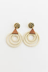Rattan Circle Drop Earrings With Gold Accent