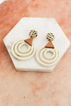 Rattan Circle Drop Earrings With Gold Accent