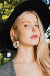 Rattan Circle Drop Earrings With Gold Accent