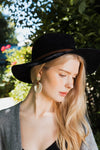Rattan Circle Drop Earrings With Gold Accent