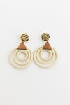 Rattan Circle Drop Earrings With Gold Accent