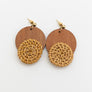 Chic Wood Accent Woven Straw Dangle Earrings