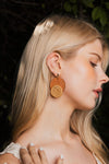 Chic Wood Accent Woven Straw Dangle Earrings