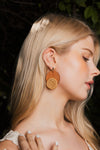 Chic Wood Accent Woven Straw Dangle Earrings