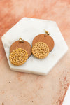 Chic Wood Accent Woven Straw Dangle Earrings