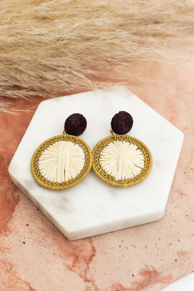 Earthy Raffia Dangle Earrings - Natural Chic Style