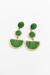 Woven Rattan Tiered Drop Earrings - Natural Style