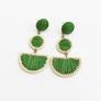 Woven Rattan Tiered Drop Earrings - Natural Style
