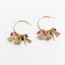 Gold-tone Raffia & Bead Textured Hoop Earrings