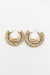 Seashell Charm Raffia Hoop Earrings - Golden Glow