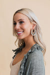 Seashell Charm Raffia Hoop Earrings - Golden Glow