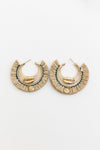 Seashell Charm Raffia Hoop Earrings - Golden Glow