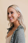 Seashell Charm Raffia Hoop Earrings - Golden Glow