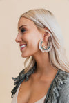 Seashell Charm Raffia Hoop Earrings - Golden Glow
