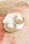 Seashell Charm Raffia Hoop Earrings - Golden Glow
