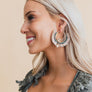 Seashell Charm Raffia Hoop Earrings - Golden Glow
