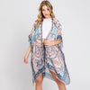 DIONA J ABSTRACT PAISLEY PRINT KIMONO CARDIGAN ONE SIZE COLOR TURQUOISE