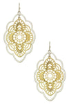 Laser Cut 2 Tone Metal Flower Earrings