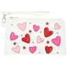 Heart Pattern Crystal Rhinestone Studded Seed Bead Handmade Beaded Embroidery Zipper Coin Bag With Wristlet Strap