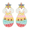 Diona J Happy Easter Bunny Ears Egg Seed Beaded Embroidery Earrings