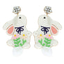 Diona J Cotton Ball Tail Easter Rabbit Seed Beaded Earrings
