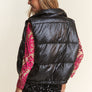J.NNA Snap and Zipper Shiny Metallic Puffer Vest