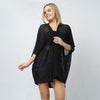 DIONA J TEXTURED JERSEY RELAXED FIT KIMONO ONE SIZE COLOR BLACK
