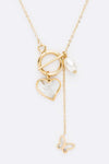 MOP Heart Pearl Butterfly Mix Charm Necklace