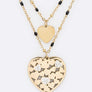 Layered CZ Heart Pendant Necklace