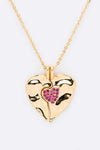 CZ Heart Sliding Pendant Necklace