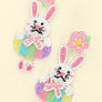 Diona J Seed Beaded Floral Easter Egg Hunt Bunny Chandelier Earrings