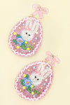 Diona J Ribbon Easter Bunny Teardrop Seed Beaded Earrings