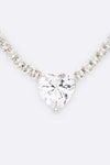 Cubic Zirconia Petite Heart Collar Necklace Set