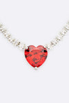 Cubic Zirconia Petite Heart Collar Necklace Set