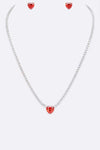 Cubic Zirconia Petite Heart Collar Necklace Set