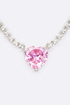 Cubic Zirconia Petite Heart Collar Necklace Set