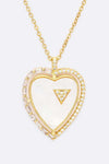 MOP Cubic Zirconia Heart Pendant Necklace Set