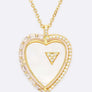 MOP Cubic Zirconia Heart Pendant Necklace Set