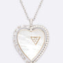 MOP Cubic Zirconia Heart Pendant Necklace Set