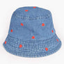 Heart Embroidered Denim Bucket Hat