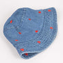 Heart Embroidered Denim Bucket Hat
