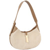 ROUND CURVED TWO TONE TEXTURED SHOULDER BAG COLOR TAUPE