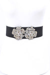 AB Rhinestone Flower Iconic Elastic Belt