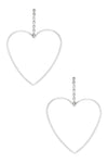 Rhinestone Accent Open Heart Drop Earrings