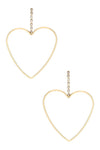 Rhinestone Accent Open Heart Drop Earrings